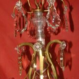 Six-armed crystal cage light fixture from the early 20th century