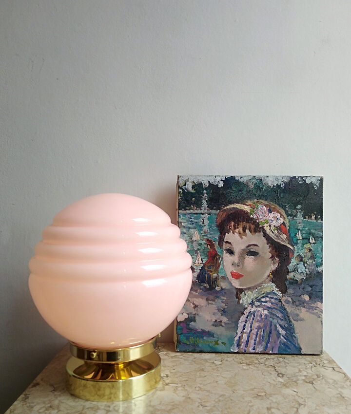 Pink opaline globe lamp