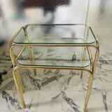 Vintage nesting coffee table in gold-plated metal, brass-style, circa 1970