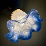 Vintage tulip angled wall light in frosted white and blue