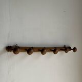Large vintage wooden coat rack with 6 bamboo effect hooks L79
