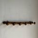 Large vintage wooden coat rack with 6 bamboo effect hooks L79