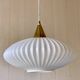 Large Scandinavian pendant light in striated opaline and brass from the 60s