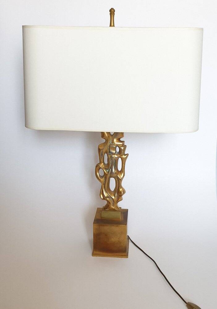 Desk lamp in gilded bronze by Papineau, 1970s