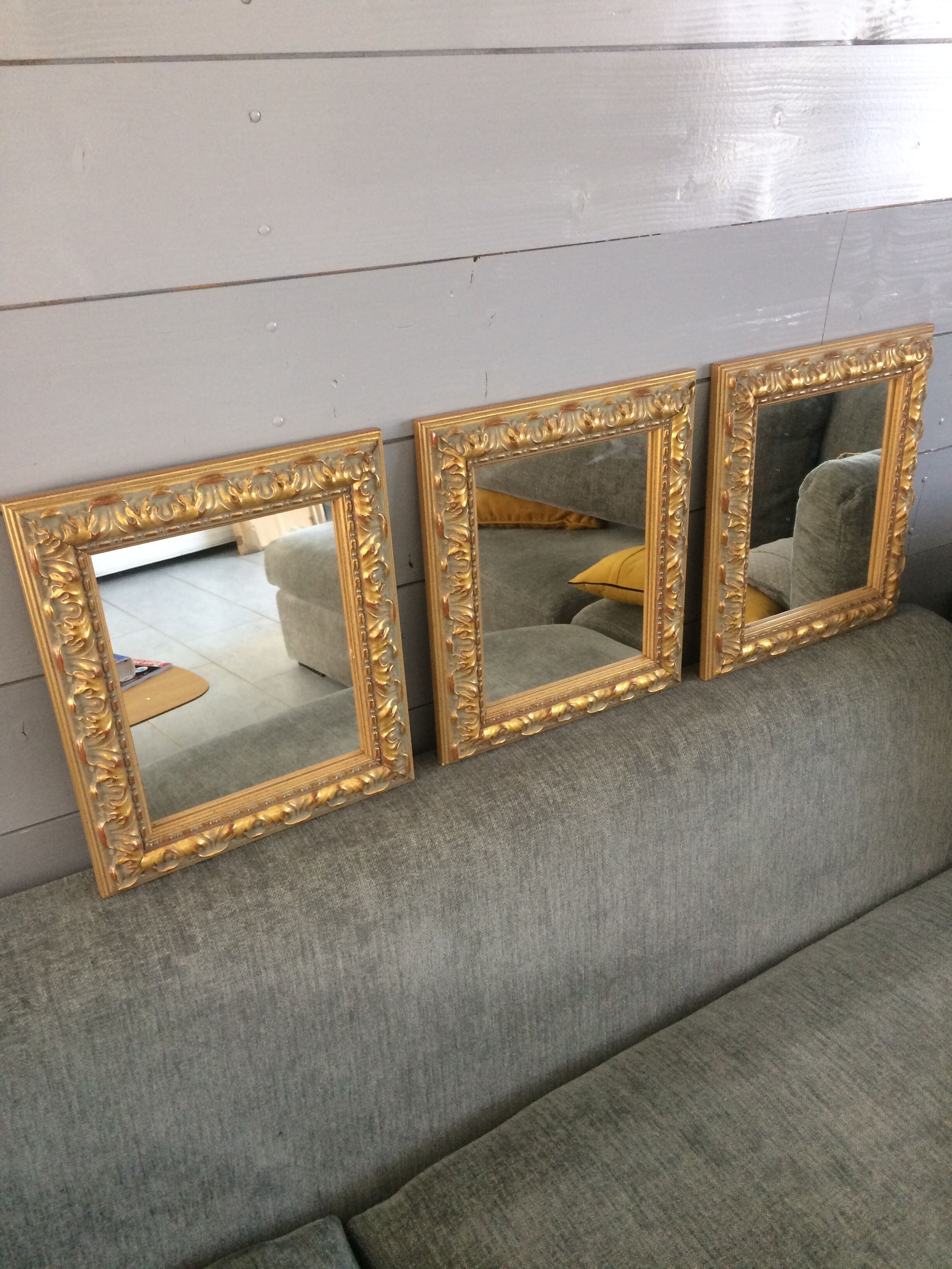 Triptych of ancient gilded mirrors