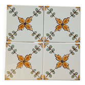 Set of 4 Vintage Portuguese Tiles 15x15 cm  Authentic Hand-Painted Majolica