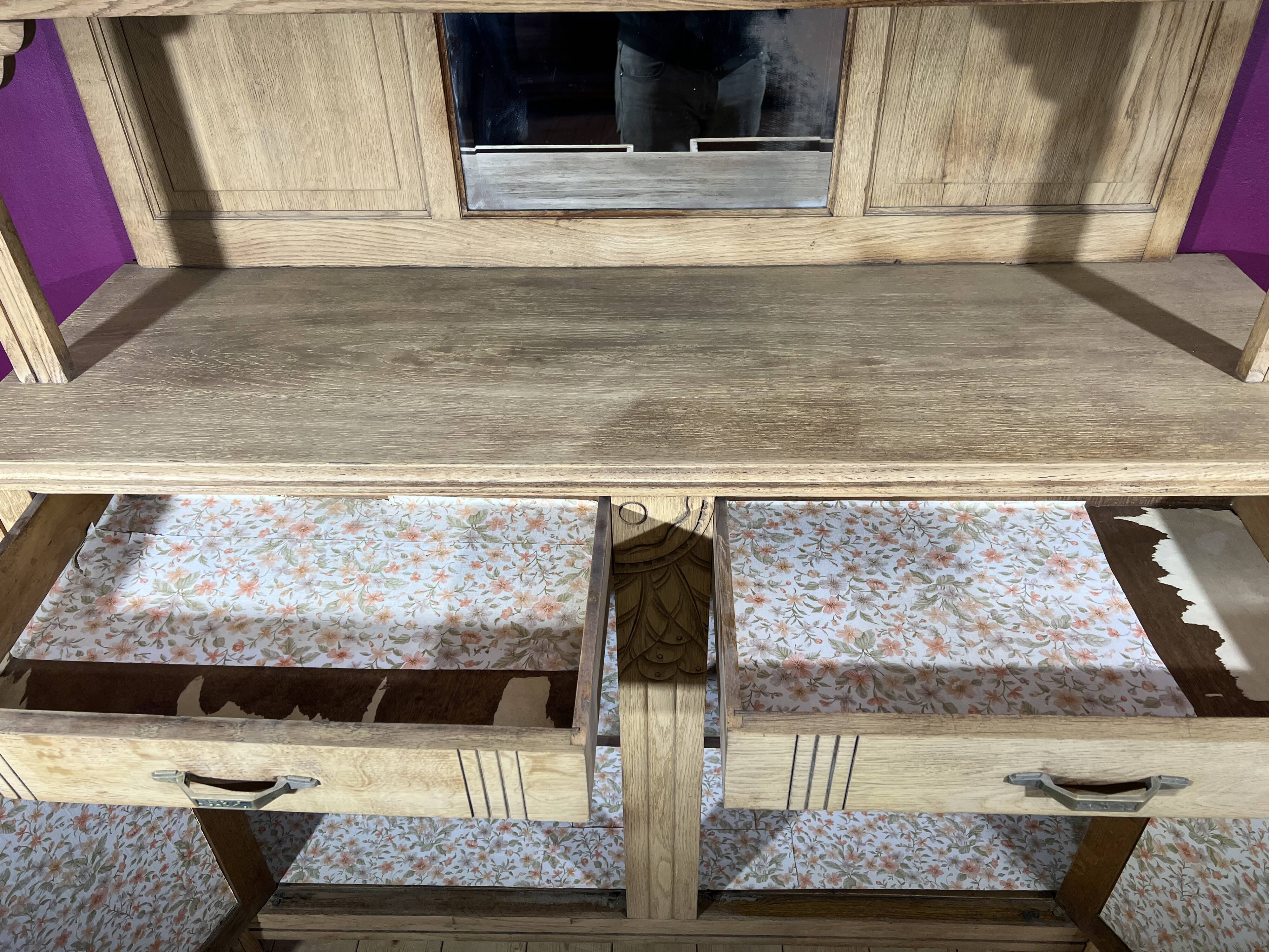Buffet cupboard in oak brut art deco 1940-50