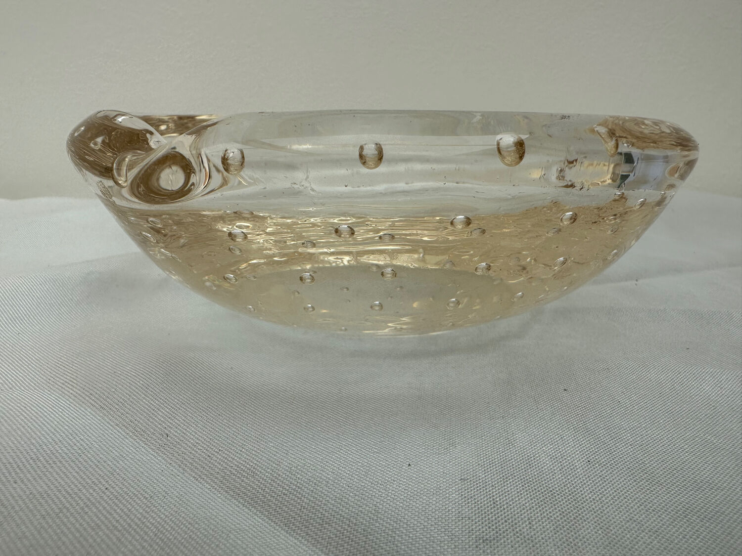 Daum Nancy France ashtray apricot color Cristal Bulles