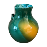 Yellow heart green ceramic vase