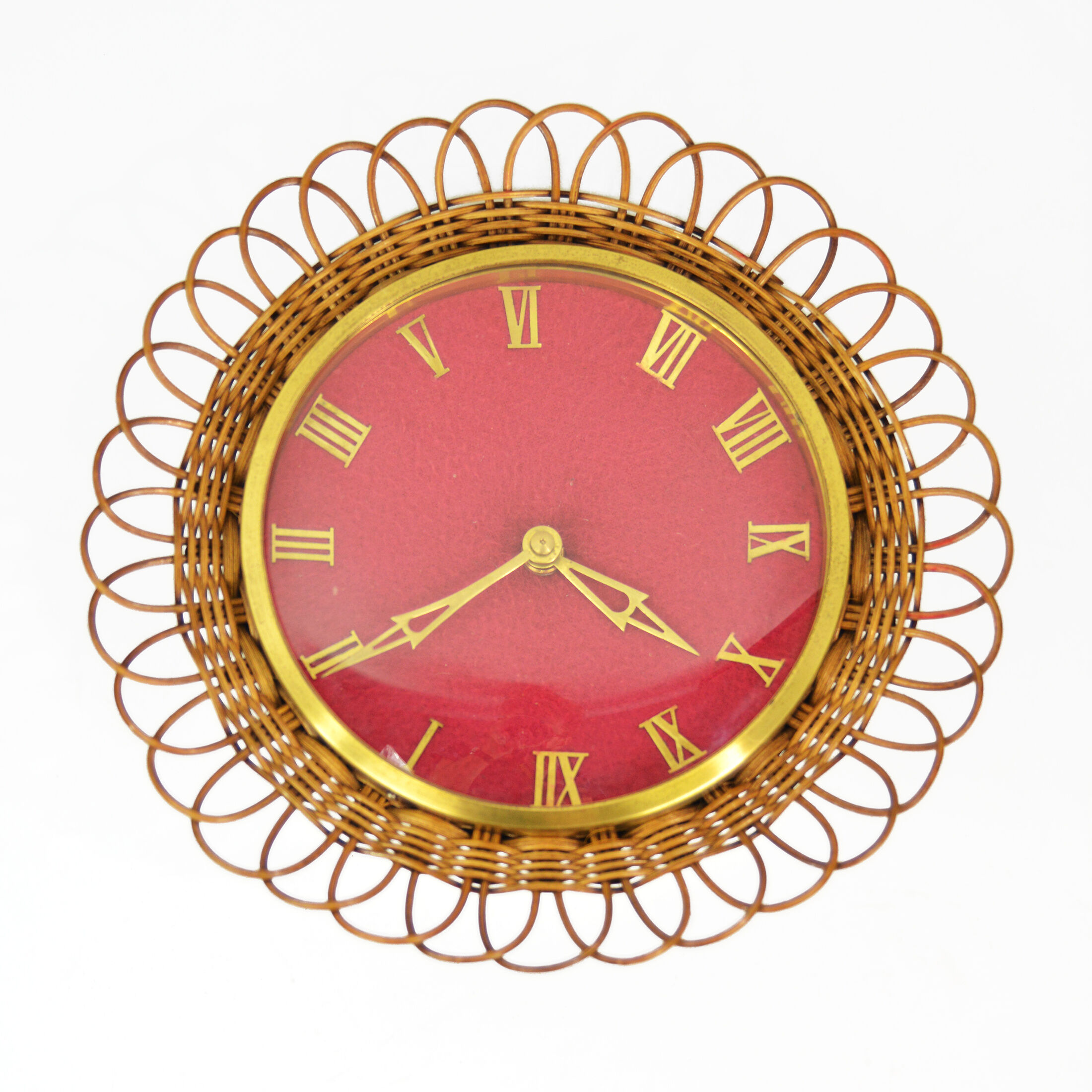 1960s Wicker wall clock UPG Halle, Germany