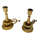 Pair of gilded brass candlesticks