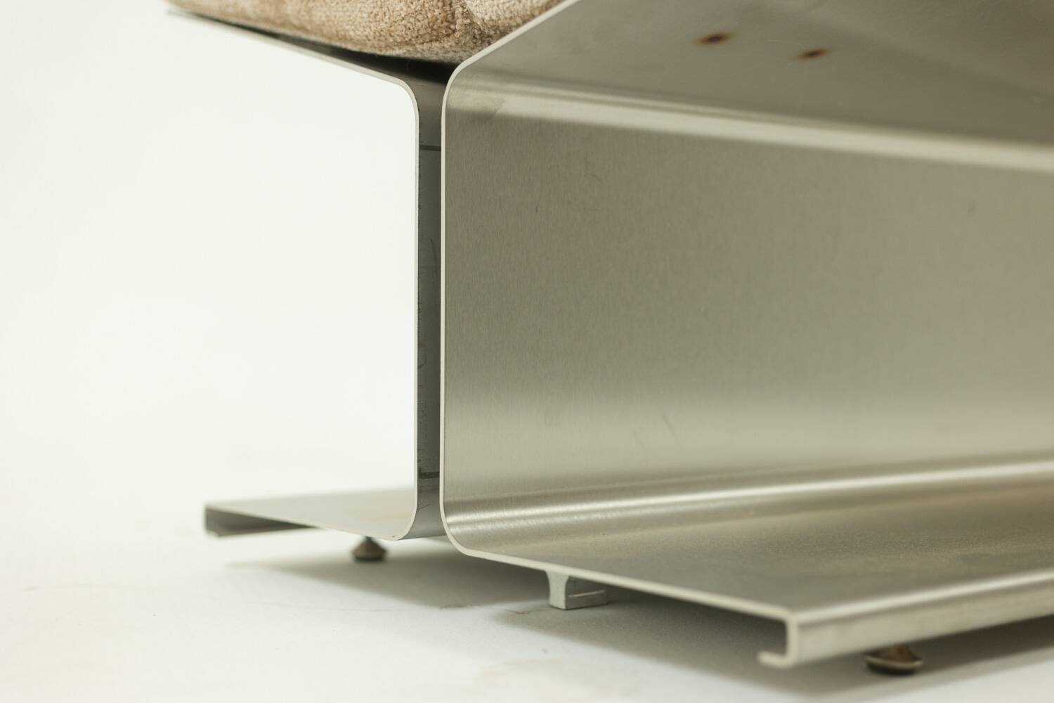 Paul Geoffroy for Uginox. Pair of brushed steel stools. Circa 1970.