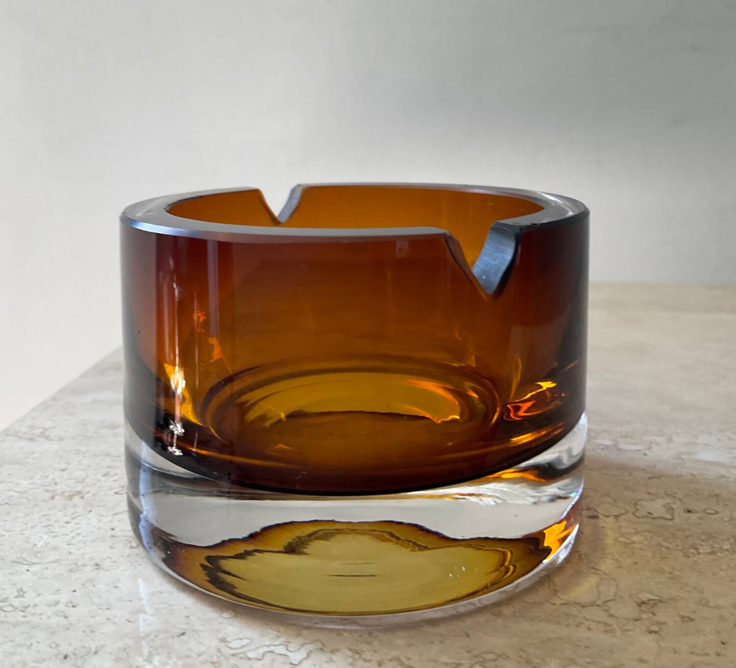 Vintage amber glass ashtray or pocket