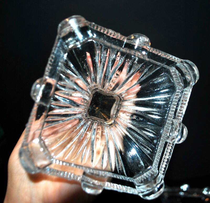 Set of 2 Egyptian-decorated candlesticks, Vallerysthal glassware, 1900