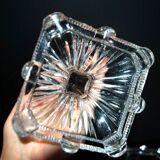 Set of 2 Egyptian-decorated candlesticks, Vallerysthal glassware, 1900