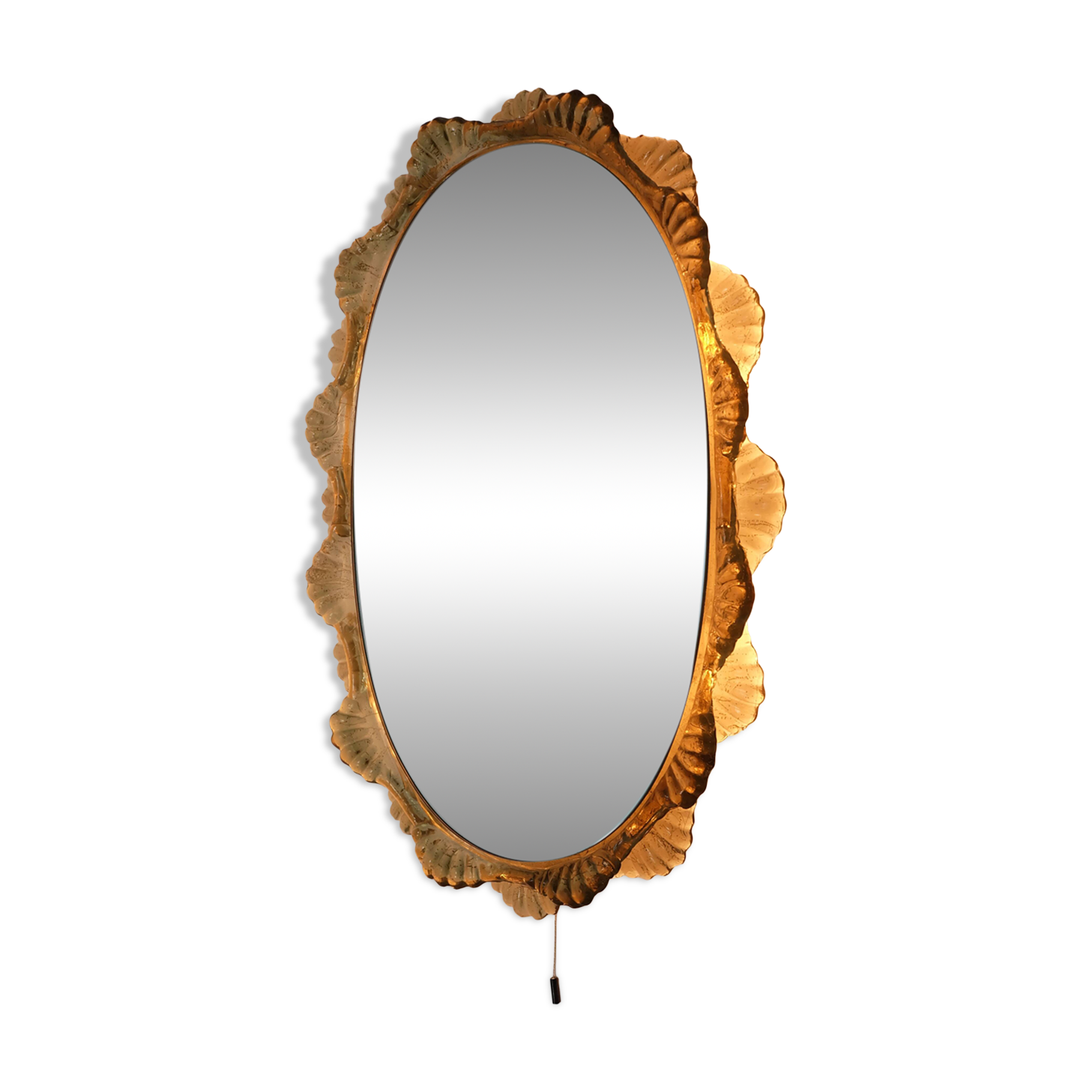 large back lit wall MIRROR acrylic frame ice glass decor 1960s 1970s