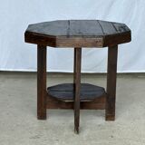 Pedestal table or small octagonal side table quadripod base with modernist spacer