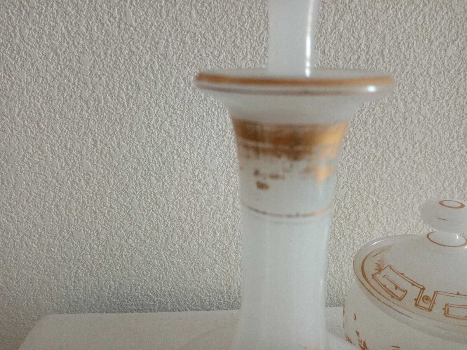 Suite Carafe, Carafon and Pot Opaline with gilded decorations XIX th