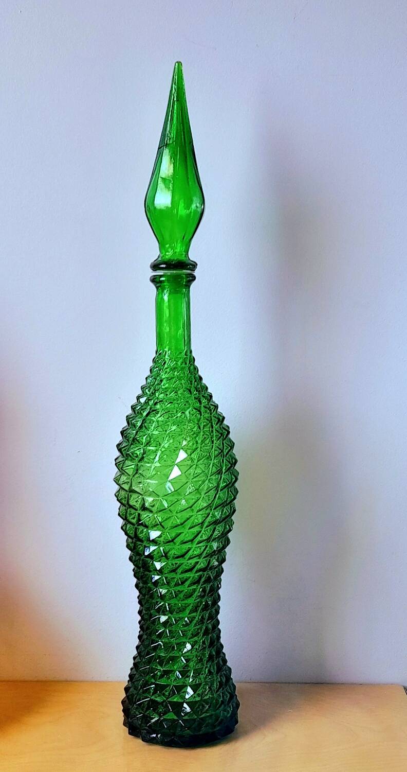 Italian glass bottles Empoli 1970