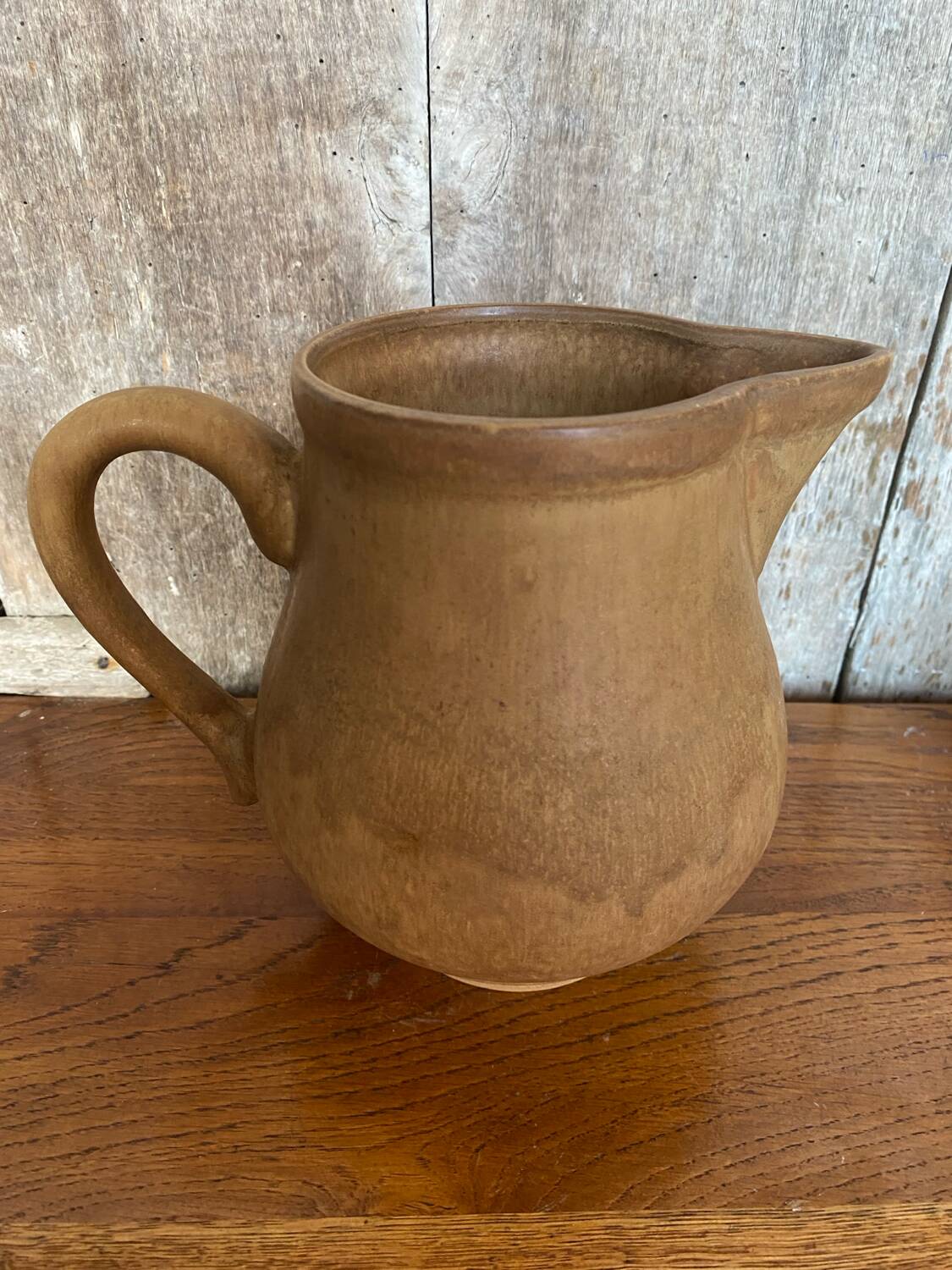Antique rhodaceram pitcher beige stoneware made in france vintage