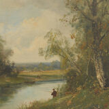 C. Lion (19th Century) oil on canvas, landscape