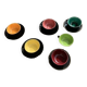 Coffee service composed of 5 cups and saucers in black earthenware and different colored interiors