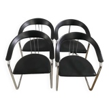 4 fauteuils Skaï et chrome