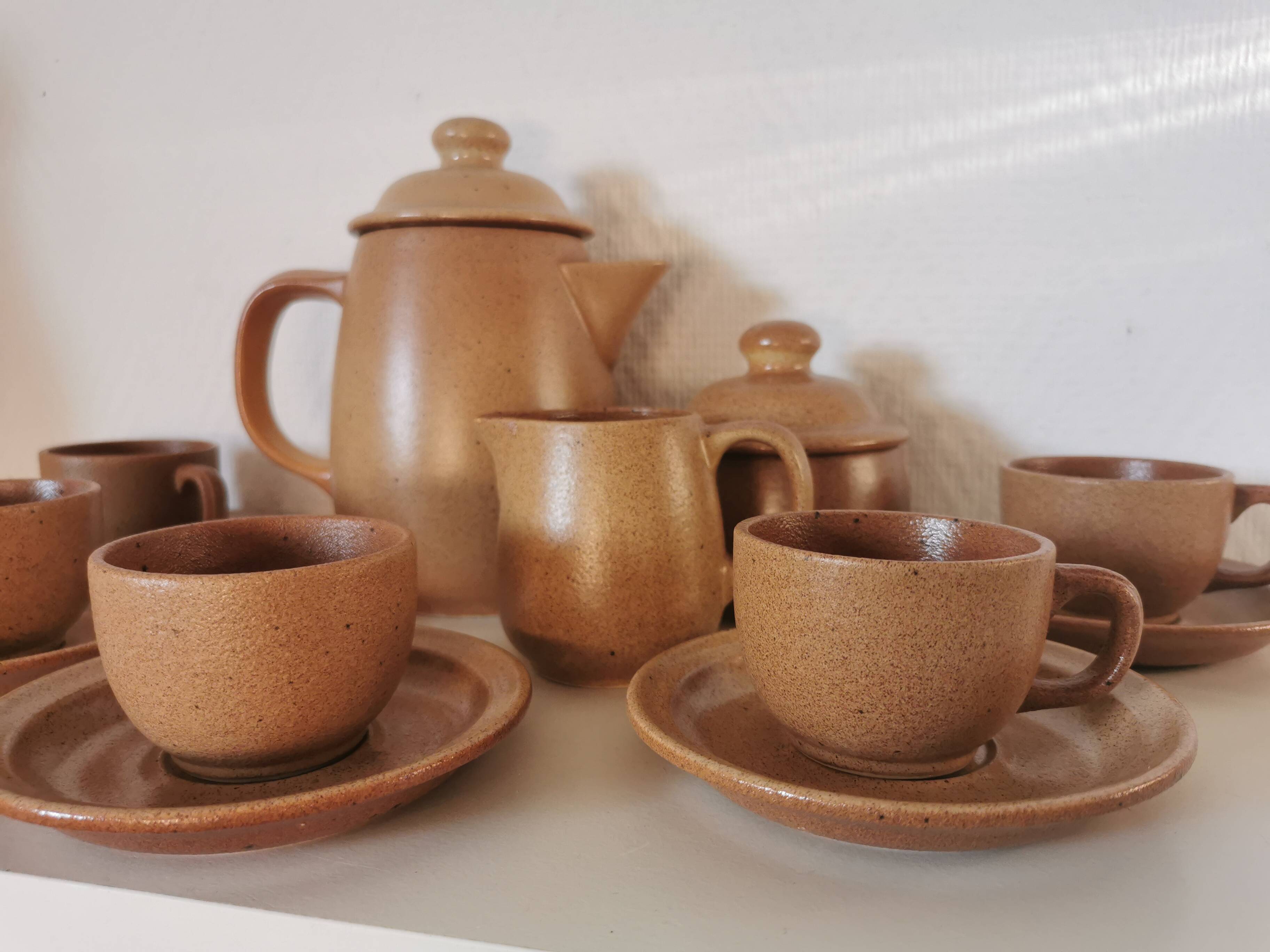 brown stoneware coffee set from the 70s