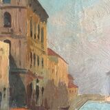 Oil on wood View of Venice at sunrise for the 40s