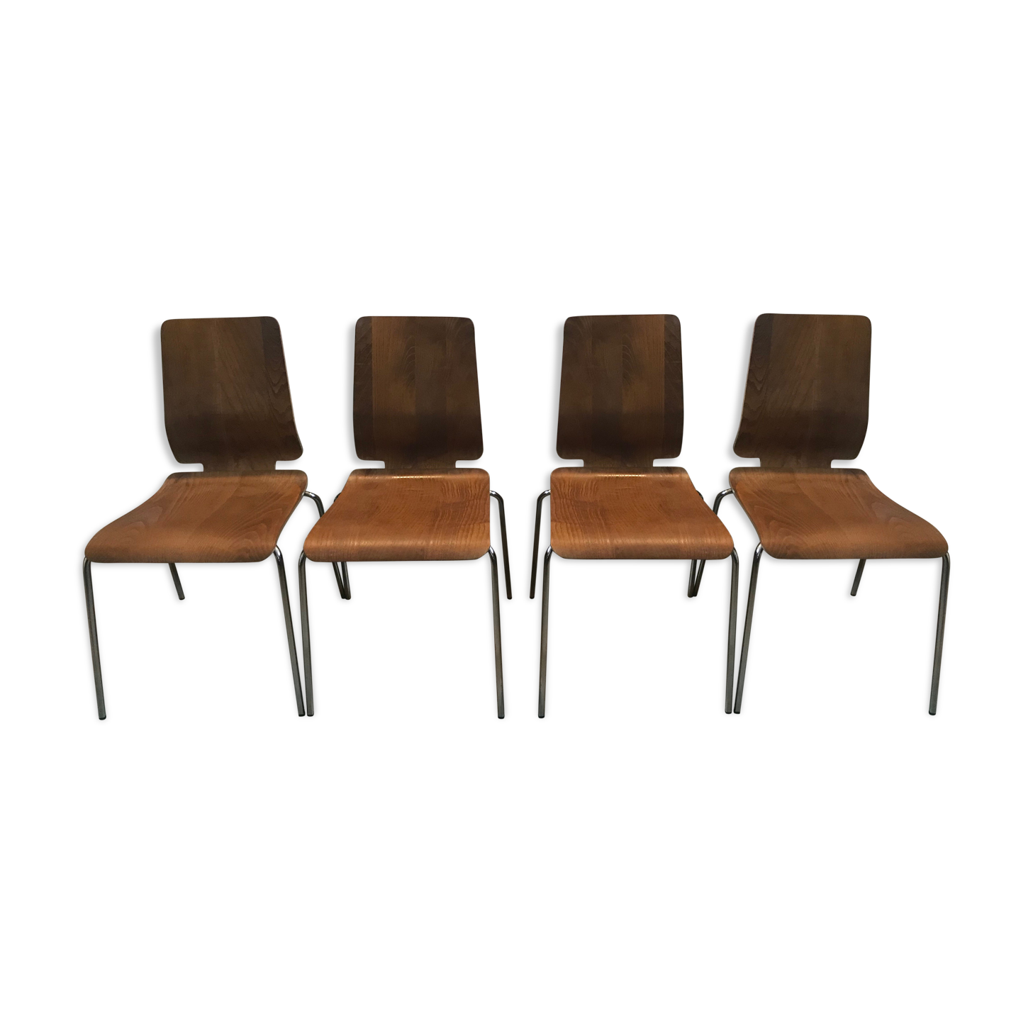 Lot of 4 vintage chairs thermomoulated
