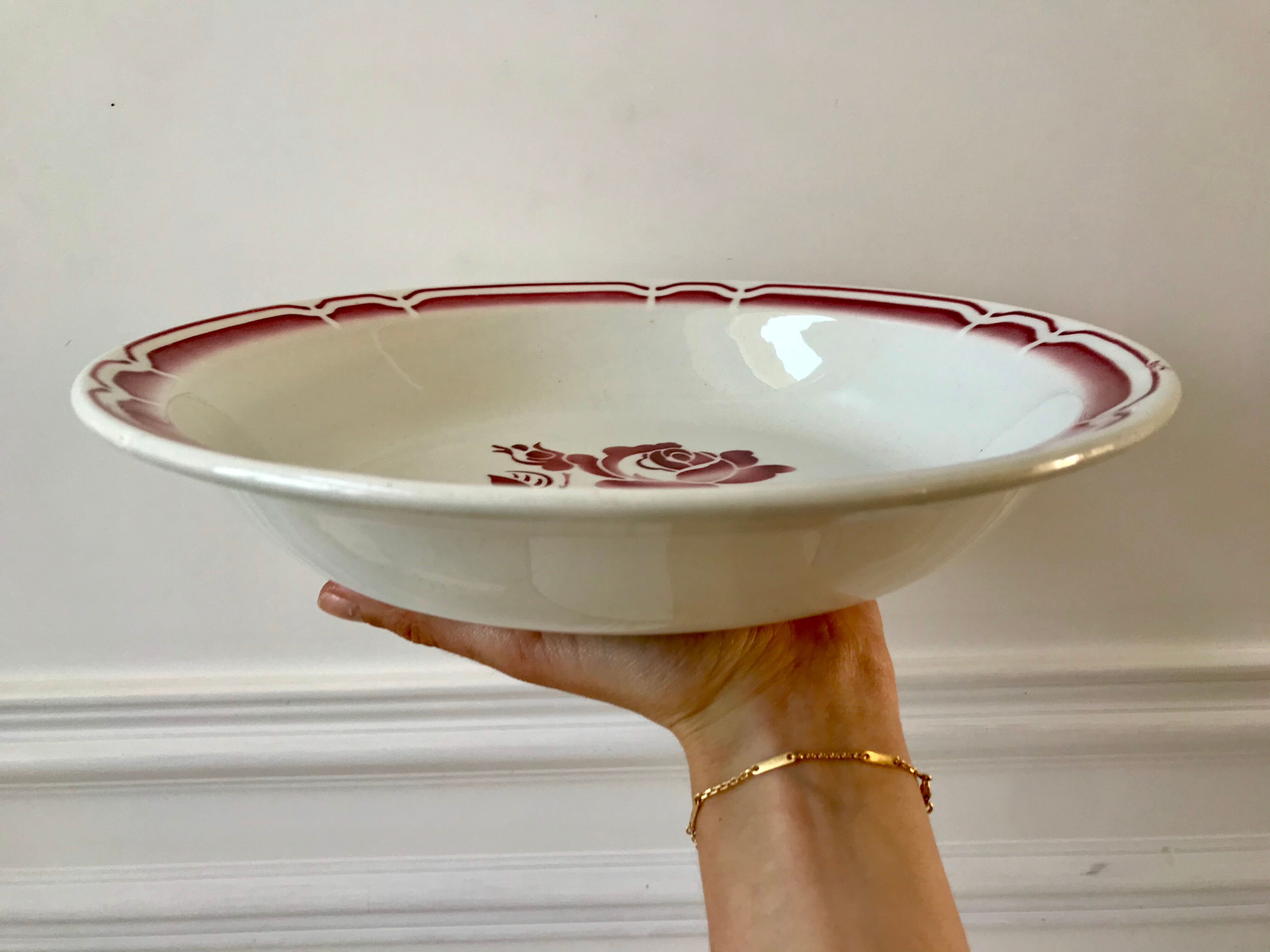 Plat creux badonviller à fleurs années 30