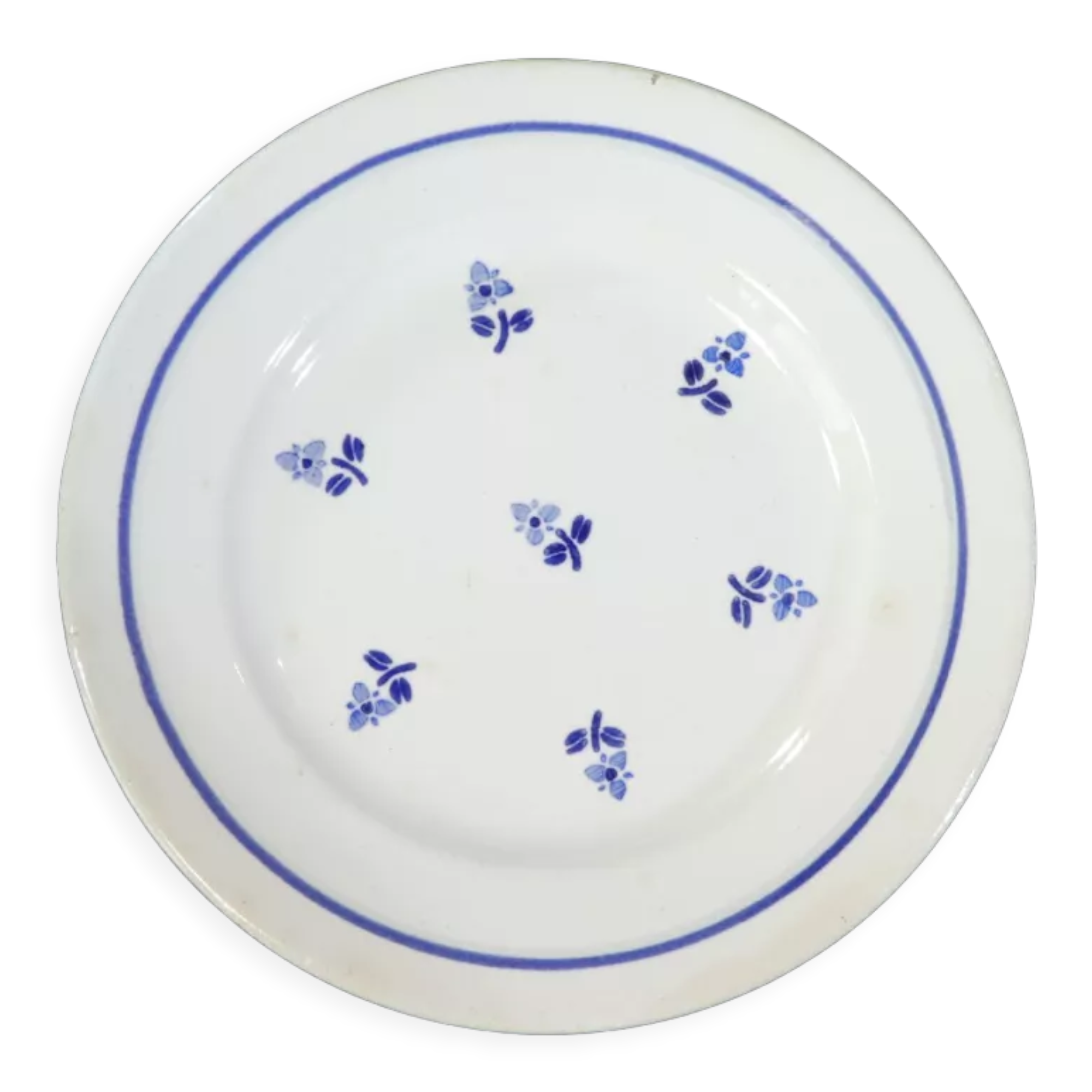 6 dessert plates in faience new model geneve small blue flower