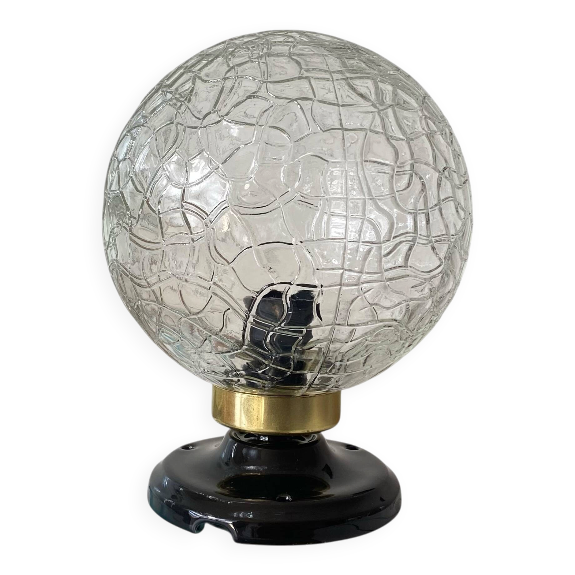 Ceiling light or wall light with cracked glass globe, 15 cm, porcelain rose.