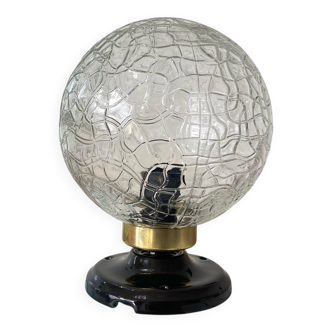 Ceiling light or wall light with cracked glass globe, 15 cm, porcelain rose.