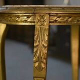 Side table with curved base in gilded carved wood, Louis XVI style, 20th century