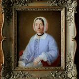 19th century Vintage Older Woman Portrait Oil Painting