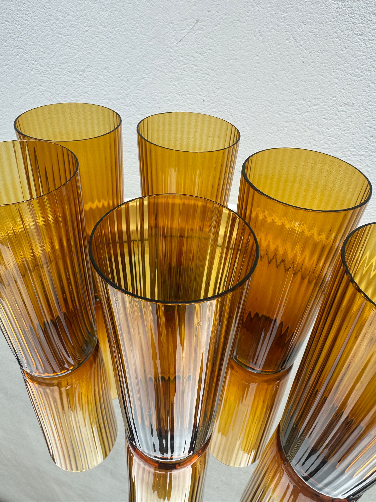 Verres ambrés soufflés années 60