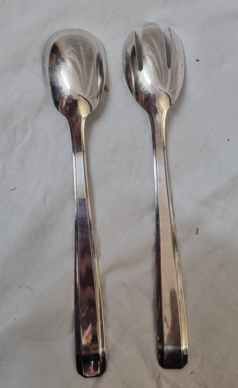 Art Deco silver salad servers