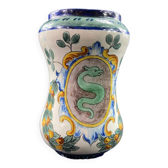 Medicine pot / albarello in earthenware with Majolica type snake decoration