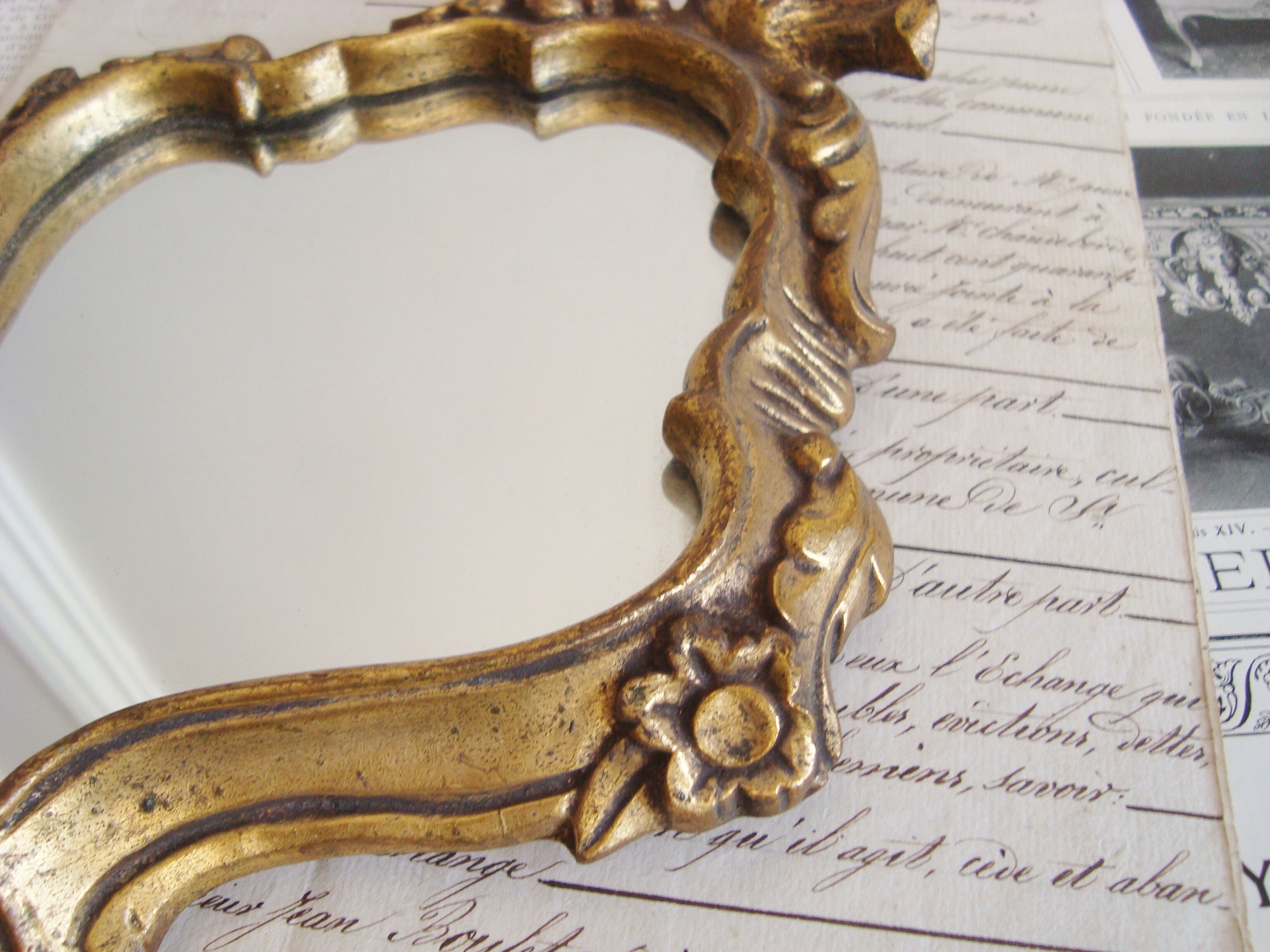 Vintage mirror resin effect golden wood