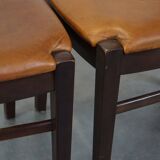 Set of 6 sheep leather dining chairs finished with wood
