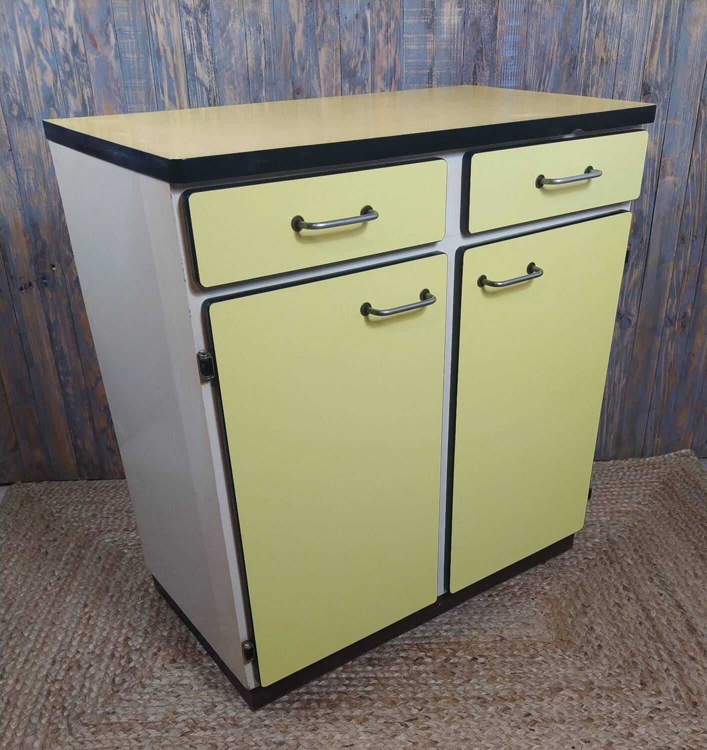 Yellow formica sideboard