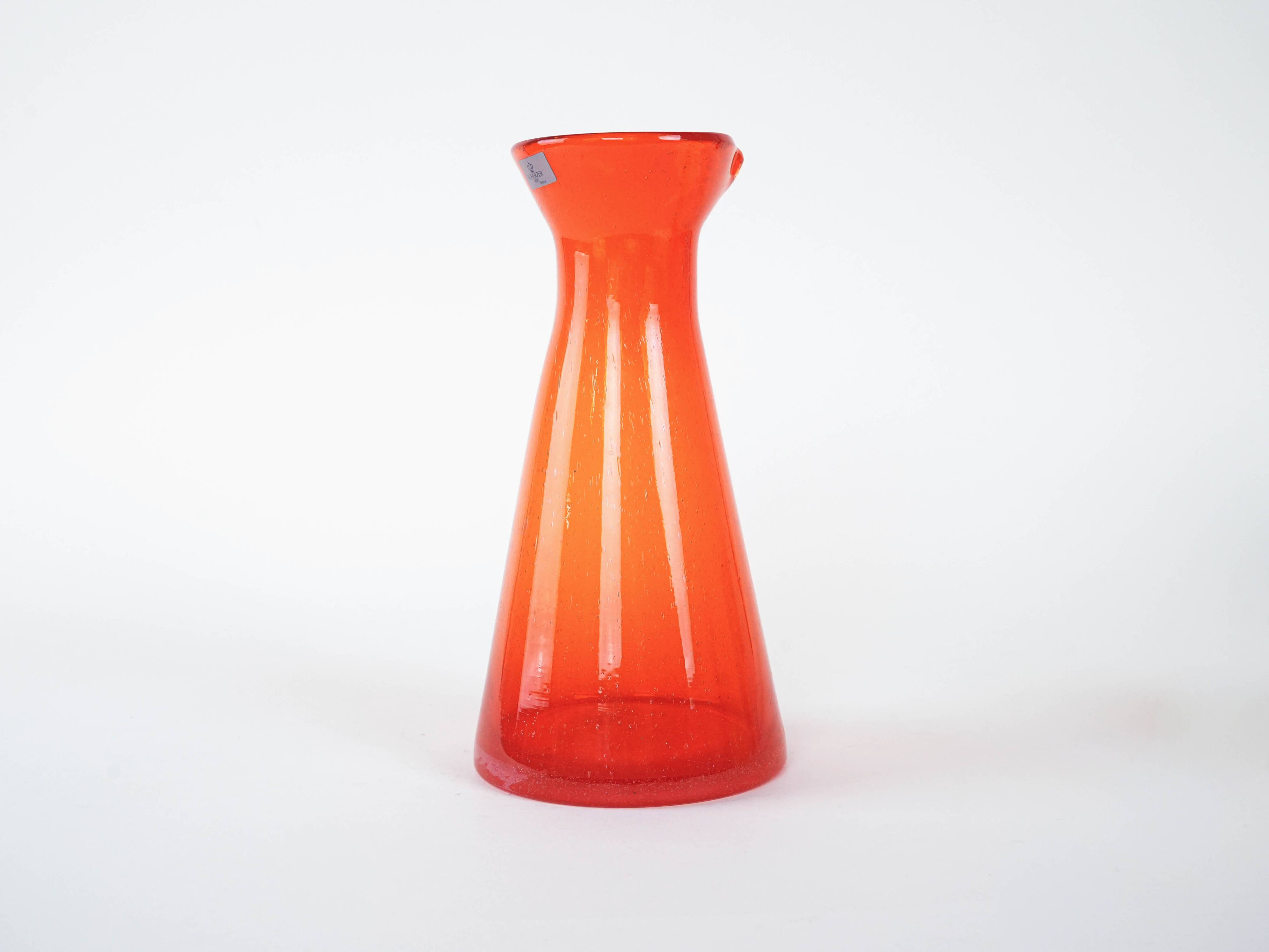 Colourful set of glasses and carafe, Scherzer Bavaria, 1980s, made in Germa