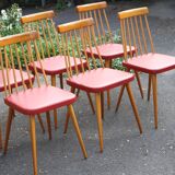 Set of 6 beech chairs from the 50s