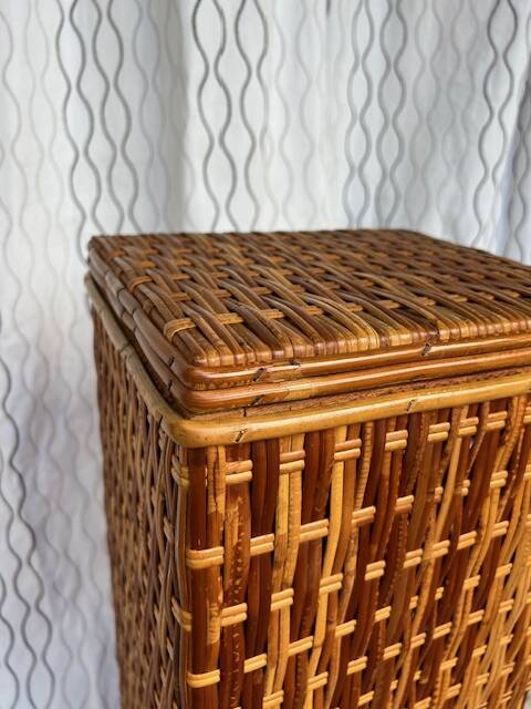 Vintage rattan bread bin