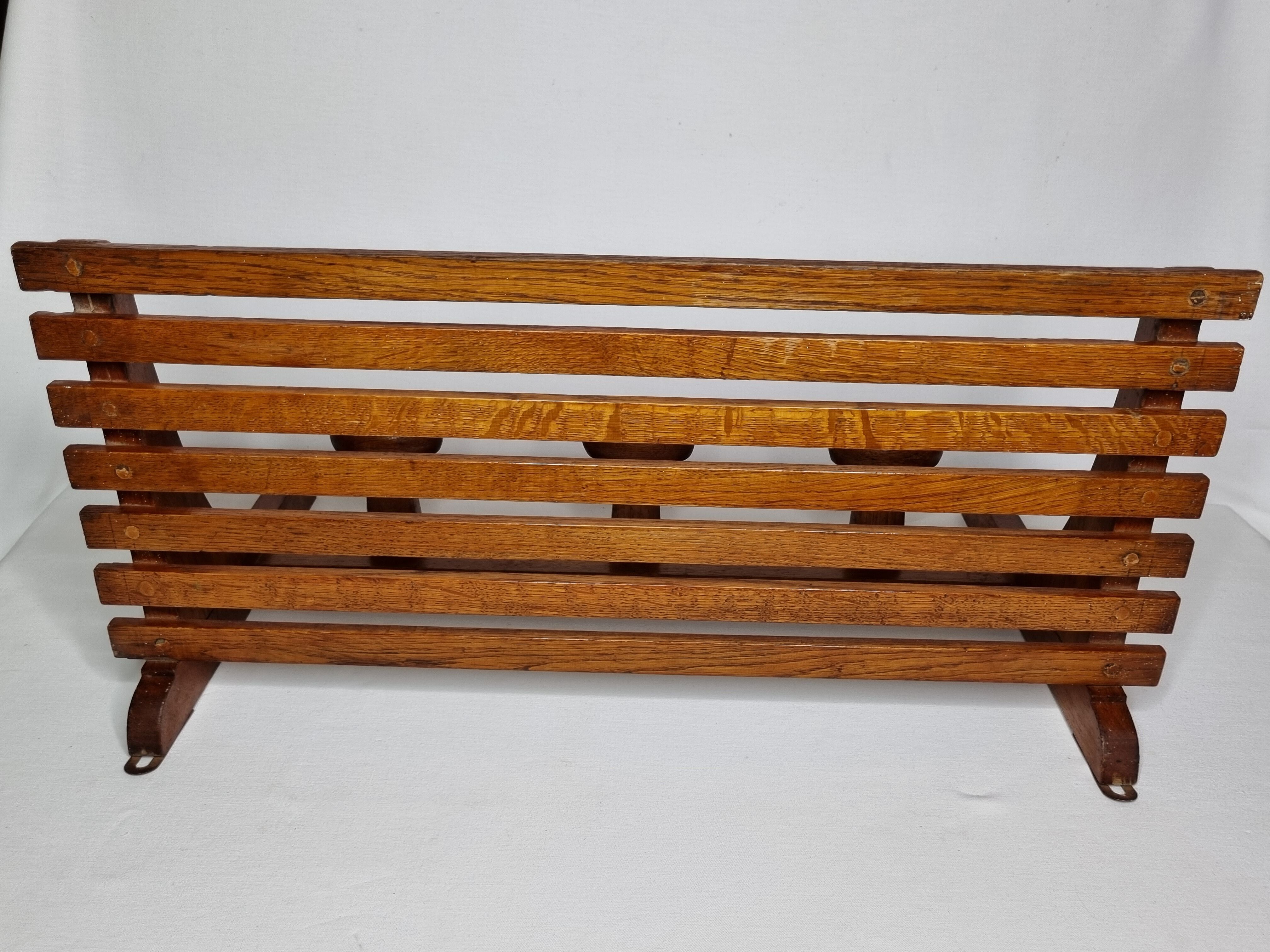 Vintage design wall coat rack, 3 oval hooks, 50s/60s, 62 cm
