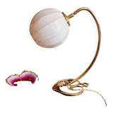 Lampe laiton col de cygne restaurer globe opaline rose
