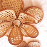 3 hanging lamps in rattan 1980s, rattan and braiding