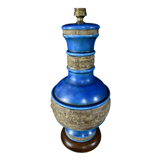 Pied de lampe en céramique bleu