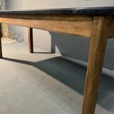 Oak farmhouse table, black top